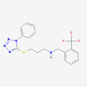 molecular formula C18H18F3N5S B502271 {3-[(1-phenyl-1H-tetrazol-5-yl)thio]propyl}[2-(trifluoromethyl)benzyl]amine 