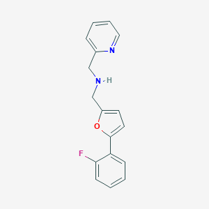 molecular formula C17H15FN2O B502279 {[5-(2-Fluorophenyl)-2-furyl]methyl}(pyridin-2-ylmethyl)amine 