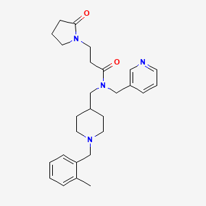 molecular formula C27H36N4O2 B5022794 N-{[1-(2-methylbenzyl)-4-piperidinyl]methyl}-3-(2-oxo-1-pyrrolidinyl)-N-(3-pyridinylmethyl)propanamide 