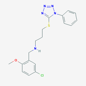molecular formula C18H20ClN5OS B502280 N-(5-chloro-2-methoxybenzyl)-3-[(1-phenyl-1H-tetrazol-5-yl)sulfanyl]propan-1-amine 