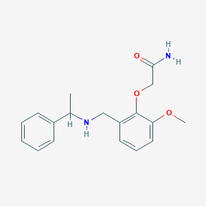molecular formula C18H22N2O3 B502286 2-(2-Methoxy-6-{[(1-phenylethyl)amino]methyl}phenoxy)acetamide 