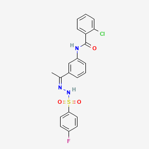 molecular formula C21H17ClFN3O3S B5022862 2-chloro-N-(3-{N-[(4-fluorophenyl)sulfonyl]ethanehydrazonoyl}phenyl)benzamide 