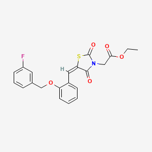 molecular formula C21H18FNO5S B5022887 ethyl (5-{2-[(3-fluorobenzyl)oxy]benzylidene}-2,4-dioxo-1,3-thiazolidin-3-yl)acetate 