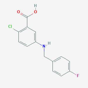 molecular formula C14H11ClFNO2 B502290 2-Chloro-5-[(4-fluorobenzyl)amino]benzoic acid 