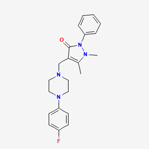 molecular formula C22H25FN4O B5022906 4-{[4-(4-fluorophenyl)-1-piperazinyl]methyl}-1,5-dimethyl-2-phenyl-1,2-dihydro-3H-pyrazol-3-one 