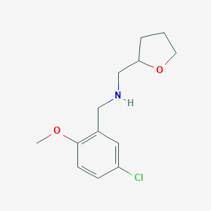 molecular formula C13H18ClNO2 B502292 1-(5-chloro-2-methoxyphenyl)-N-(tetrahydrofuran-2-ylmethyl)methanamine 
