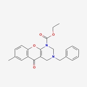 ethyl 3-benzyl-7-methyl-5-oxo-3,4-dihydro-2H-chromeno[2,3-d]pyrimidine-1(5H)-carboxylate