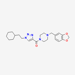 molecular formula C23H31N5O3 B5022939 1-(1,3-benzodioxol-5-ylmethyl)-4-{[1-(2-cyclohexylethyl)-1H-1,2,3-triazol-4-yl]carbonyl}piperazine 