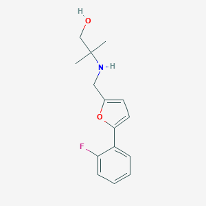 molecular formula C15H18FNO2 B502295 2-({[5-(2-Fluorophenyl)furan-2-yl]methyl}amino)-2-methylpropan-1-ol 
