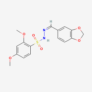 molecular formula C16H16N2O6S B5023002 N'-(1,3-benzodioxol-5-ylmethylene)-2,4-dimethoxybenzenesulfonohydrazide 