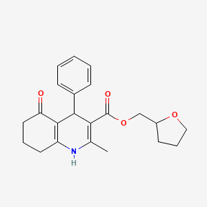 molecular formula C22H25NO4 B5023039 Tetrahydrofuran-2-ylmethyl 2-methyl-5-oxo-4-phenyl-1,4,5,6,7,8-hexahydroquinoline-3-carboxylate 