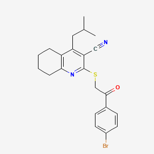 2-{[2-(4-bromophenyl)-2-oxoethyl]thio}-4-isobutyl-5,6,7,8-tetrahydro-3-quinolinecarbonitrile