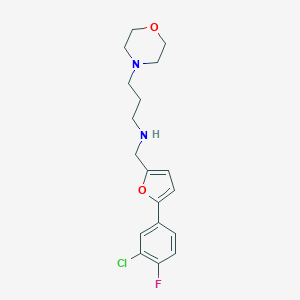 molecular formula C18H22ClFN2O2 B502307 N-{[5-(3-chloro-4-fluorophenyl)furan-2-yl]methyl}-3-(morpholin-4-yl)propan-1-amine 