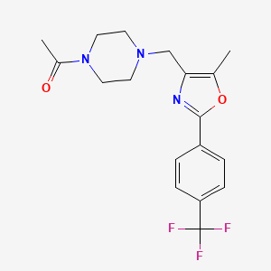 molecular formula C18H20F3N3O2 B5023079 1-acetyl-4-({5-methyl-2-[4-(trifluoromethyl)phenyl]-1,3-oxazol-4-yl}methyl)piperazine 