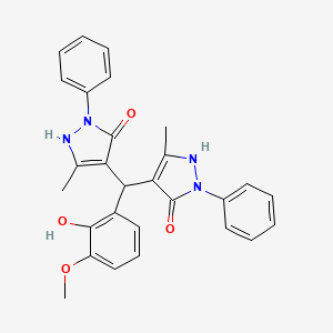 molecular formula C28H26N4O4 B5023085 4,4'-[(2-hydroxy-3-methoxyphenyl)methylene]bis(3-methyl-1-phenyl-1H-pyrazol-5-ol) 