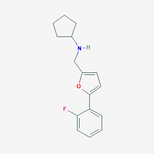 molecular formula C16H18FNO B502321 N-{[5-(2-fluorophenyl)furan-2-yl]methyl}cyclopentanamine 
