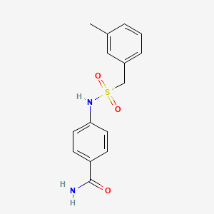 molecular formula C15H16N2O3S B5023252 4-{[(3-methylbenzyl)sulfonyl]amino}benzamide 