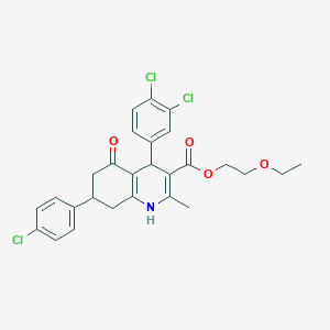 2-ethoxyethyl 7-(4-chlorophenyl)-4-(3,4-dichlorophenyl)-2-methyl-5-oxo-1,4,5,6,7,8-hexahydro-3-quinolinecarboxylate