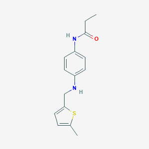molecular formula C15H18N2OS B502328 N-(4-{[(5-methyl-2-thienyl)methyl]amino}phenyl)propanamide 