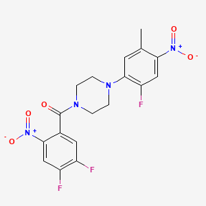 molecular formula C18H15F3N4O5 B5023338 1-(4,5-difluoro-2-nitrobenzoyl)-4-(2-fluoro-5-methyl-4-nitrophenyl)piperazine 