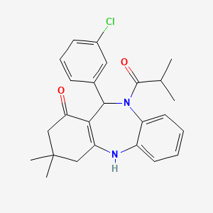 molecular formula C25H27ClN2O2 B5023366 11-(3-chlorophenyl)-10-isobutyryl-3,3-dimethyl-2,3,4,5,10,11-hexahydro-1H-dibenzo[b,e][1,4]diazepin-1-one 