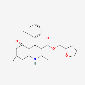 molecular formula C25H31NO4 B5023368 tetrahydro-2-furanylmethyl 2,7,7-trimethyl-4-(2-methylphenyl)-5-oxo-1,4,5,6,7,8-hexahydro-3-quinolinecarboxylate 