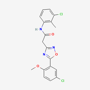 molecular formula C18H15Cl2N3O3 B5023380 2-[5-(5-chloro-2-methoxyphenyl)-1,2,4-oxadiazol-3-yl]-N-(3-chloro-2-methylphenyl)acetamide 