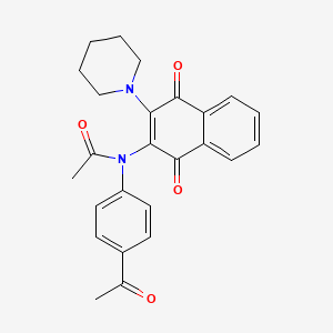 molecular formula C25H24N2O4 B5023439 N-(4-acetylphenyl)-N-[1,4-dioxo-3-(1-piperidinyl)-1,4-dihydro-2-naphthalenyl]acetamide 