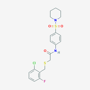 molecular formula C20H22ClFN2O3S2 B5023450 2-[(2-chloro-6-fluorobenzyl)thio]-N-[4-(1-piperidinylsulfonyl)phenyl]acetamide 