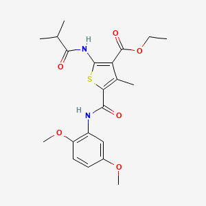 molecular formula C21H26N2O6S B5023533 ethyl 5-{[(2,5-dimethoxyphenyl)amino]carbonyl}-2-(isobutyrylamino)-4-methyl-3-thiophenecarboxylate 