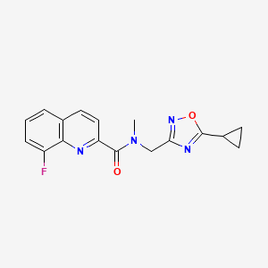 molecular formula C17H15FN4O2 B5023596 N-[(5-cyclopropyl-1,2,4-oxadiazol-3-yl)methyl]-8-fluoro-N-methyl-2-quinolinecarboxamide 