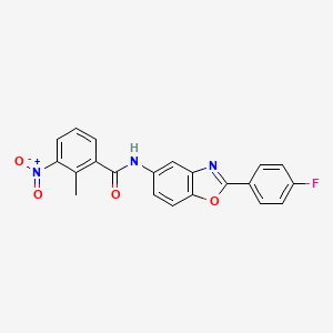 molecular formula C21H14FN3O4 B5023651 N-[2-(4-fluorophenyl)-1,3-benzoxazol-5-yl]-2-methyl-3-nitrobenzamide 