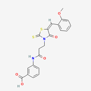 molecular formula C21H18N2O5S2 B5023691 3-({3-[5-(2-methoxybenzylidene)-4-oxo-2-thioxo-1,3-thiazolidin-3-yl]propanoyl}amino)benzoic acid 