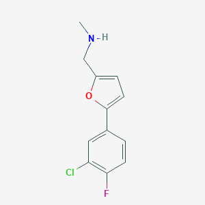 molecular formula C12H11ClFNO B502373 1-[5-(3-chloro-4-fluorophenyl)furan-2-yl]-N-methylmethanamine 