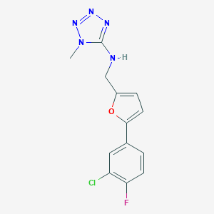 molecular formula C13H11ClFN5O B502374 N-{[5-(3-chloro-4-fluorophenyl)-2-furyl]methyl}-1-methyl-1H-tetrazol-5-amine 