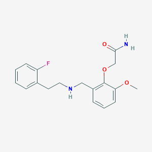 molecular formula C18H21FN2O3 B502375 2-[2-({[2-(2-Fluorophenyl)ethyl]amino}methyl)-6-methoxyphenoxy]acetamide 