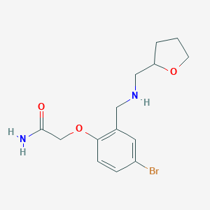 molecular formula C14H19BrN2O3 B502376 2-(4-Bromo-2-{[(tetrahydro-2-furanylmethyl)amino]methyl}phenoxy)acetamide 