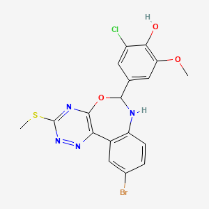 molecular formula C18H14BrClN4O3S B5023784 4-[10-bromo-3-(methylthio)-6,7-dihydro[1,2,4]triazino[5,6-d][3,1]benzoxazepin-6-yl]-2-chloro-6-methoxyphenol 