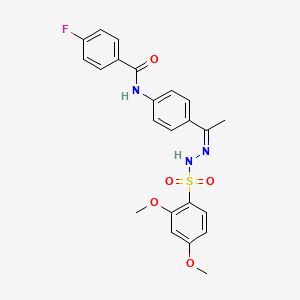 N-(4-{N-[(2,4-dimethoxyphenyl)sulfonyl]ethanehydrazonoyl}phenyl)-4-fluorobenzamide