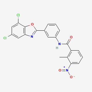 molecular formula C21H13Cl2N3O4 B5023819 N-[3-(5,7-dichloro-1,3-benzoxazol-2-yl)phenyl]-2-methyl-3-nitrobenzamide 