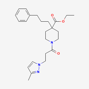 molecular formula C24H33N3O3 B5023902 ethyl 1-[3-(3-methyl-1H-pyrazol-1-yl)propanoyl]-4-(3-phenylpropyl)-4-piperidinecarboxylate 