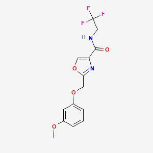 molecular formula C14H13F3N2O4 B5023968 2-[(3-methoxyphenoxy)methyl]-N-(2,2,2-trifluoroethyl)-1,3-oxazole-4-carboxamide 