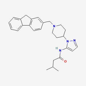 molecular formula C27H32N4O B5023982 N-{1-[1-(9H-fluoren-2-ylmethyl)-4-piperidinyl]-1H-pyrazol-5-yl}-3-methylbutanamide 