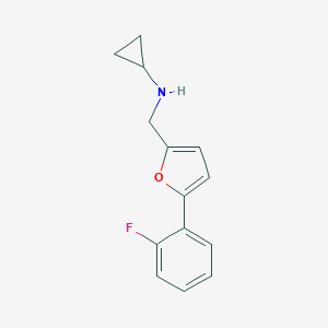 molecular formula C14H14FNO B502400 N-{[5-(2-fluorophenyl)furan-2-yl]methyl}cyclopropanamine 