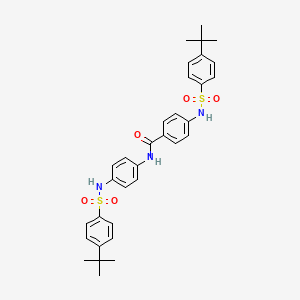 molecular formula C33H37N3O5S2 B5024003 4-{[(4-tert-butylphenyl)sulfonyl]amino}-N-(4-{[(4-tert-butylphenyl)sulfonyl]amino}phenyl)benzamide 