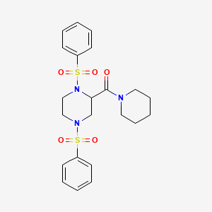 molecular formula C22H27N3O5S2 B5024144 1,4-bis(phenylsulfonyl)-2-(1-piperidinylcarbonyl)piperazine 