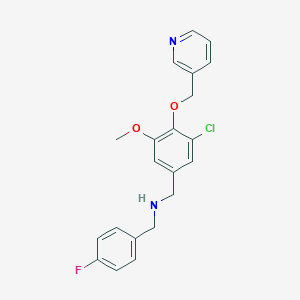 molecular formula C21H20ClFN2O2 B502417 N-[3-chloro-5-methoxy-4-(3-pyridinylmethoxy)benzyl]-N-(4-fluorobenzyl)amine 
