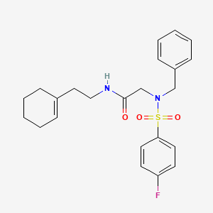 molecular formula C23H27FN2O3S B5024174 N~2~-benzyl-N~1~-[2-(1-cyclohexen-1-yl)ethyl]-N~2~-[(4-fluorophenyl)sulfonyl]glycinamide 