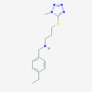 molecular formula C14H21N5S B502423 [(4-ETHYLPHENYL)METHYL]({3-[(1-METHYL-1H-1,2,3,4-TETRAZOL-5-YL)SULFANYL]PROPYL})AMINE 