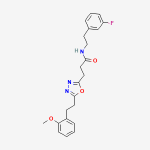 molecular formula C22H24FN3O3 B5024241 N-[2-(3-fluorophenyl)ethyl]-3-{5-[2-(2-methoxyphenyl)ethyl]-1,3,4-oxadiazol-2-yl}propanamide 